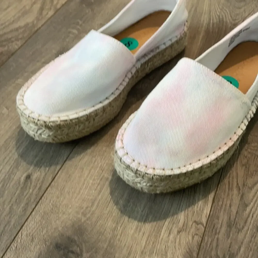 New Splendid Pink & Light Blue Pastel Tie-Dye Espadrille Platform Shoe Size 8